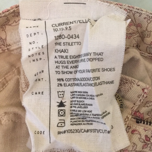 Current Elliott Stiletto Khaki Paisley Skinny 26 - Picture 4 of 4